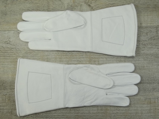 weie Herren Lederhandschuhe, mit Stulpe, mit aufgesticktem US Adler mit gekreuzten Kanonen, Material: 100% Leder