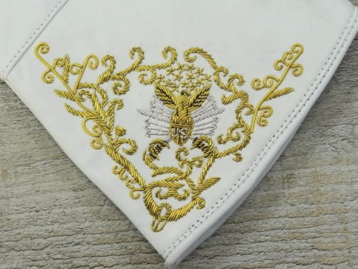 weie Herren Lederhandschuhe, mit Stulpe, mit aufgesticktem US Adler mit gekreuzten Kanonen, Material: 100% Leder