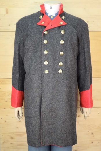 CS Frock Coat dunkelgrau, 2 reihig, rote Aufschlge, 14 CSA Knpfe