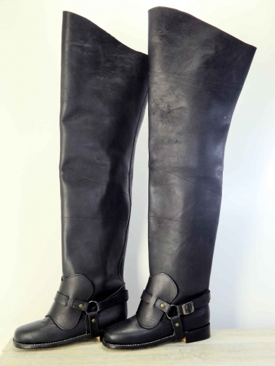 schwarze Leder Stiefel, Musketier Stiefel, Piraten Stiefel, Material: Oberleder, Futter, Sohle 100% Leder