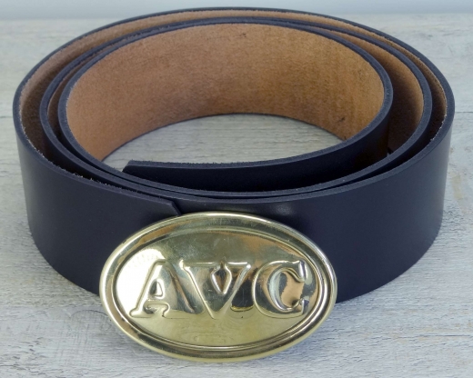 Koppel schwarz mit AVC Schliee, Material: Koppel Leder, Schliee Messing gestanzt bleigefllt