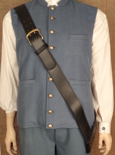 Bandolier fr Sbel, Briquet oder Degen mit Tllenbajonett , schwarz, Material: Leder + Dornschliee, Messing