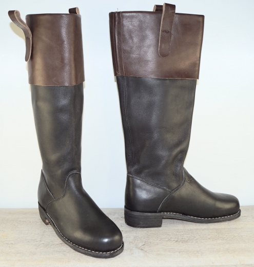schwarz/braune Lederstiefel, runde Spitze, Material: Oberleder, Futter, Sohle 100% Leder