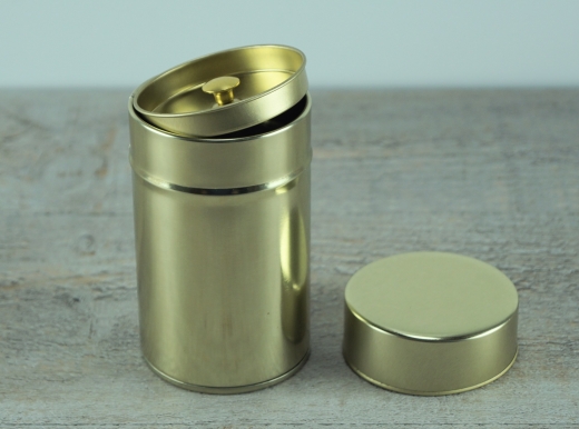 Stlpdeckel Dose, rund, goldfarben, Material: elektrolytisches Weiblech
