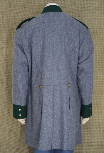 CS Frock Coat hellgrau mit Schulterklappen in Waffenfarbe grn, 1 reihig, 9 Knpfe, 100% Wolle, Futter 100% Baumwolle