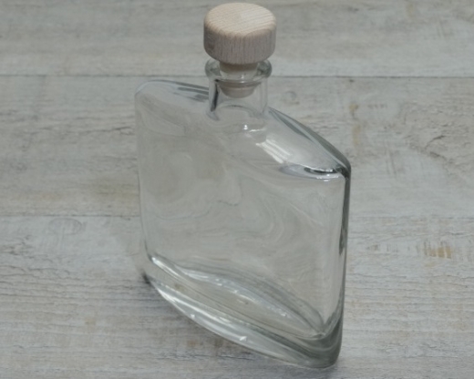 Flachmannflasche, ca. 350 ml mit Griffkorken, klar