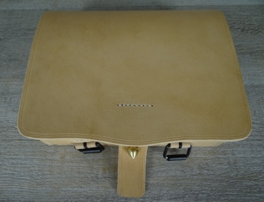 Patronentasche M1855 naturbraun cal. 58, Material: Leder, mit Blecheinsatz verzinnt