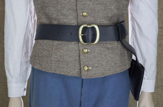 Gurt fr Briquet und Bajonett, schwarz, Material Leder, Dornschliee Messing
