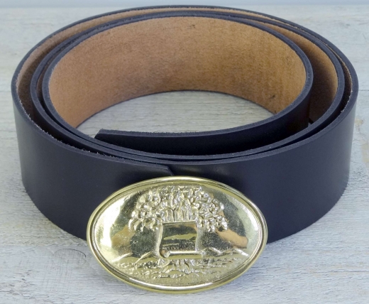 Koppel schwarz mit Map of Alabama oval Vollmessing Schliee, Material: Koppel Leder, Schliee Messing