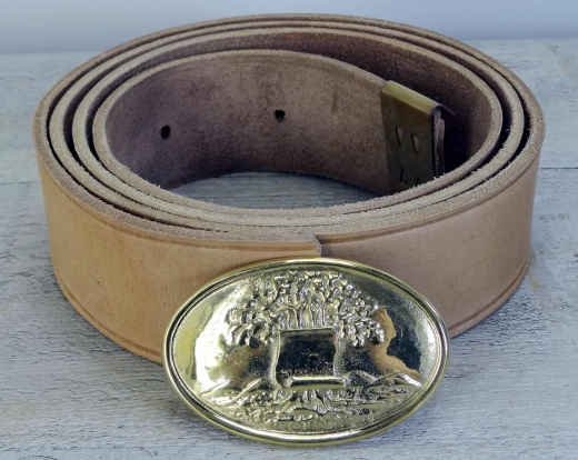 Koppel natur mit Map of Alabama oval Vollmessing Schliee mit Belt Keeper, Material: Koppel Leder, Schliee + Beltkeeper Messing