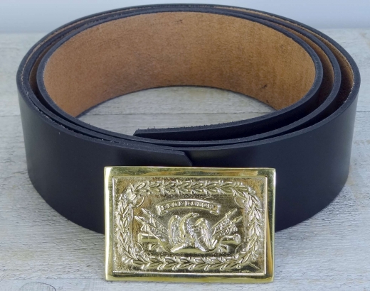 Koppel schwarz mit New York Schliee, Material: Koppel Leder, Schliee Messing