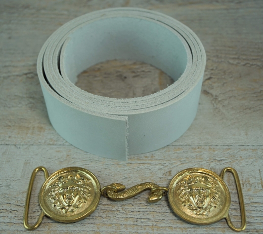 Koppel Medusa Schliee, rohwei, Material: Koppel Leder, Schliee Messing