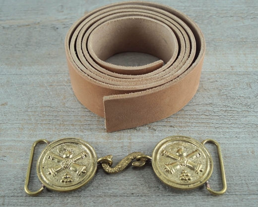 Koppel gekreuzte Kanonen Schliee, natur, Material: Koppel Leder, Schliee Messing