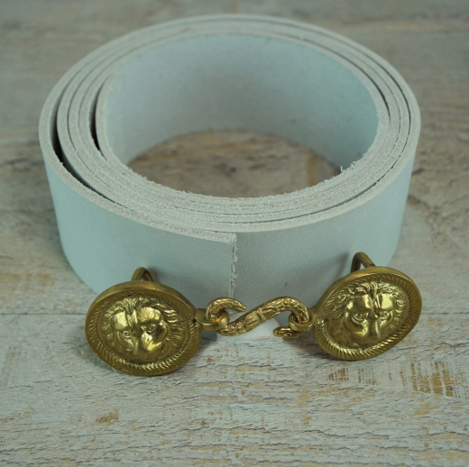 Koppel mit franzsischer Offiziers Hussaren Schliee, rohwei, Material: Koppel Leder, Schliee Messing