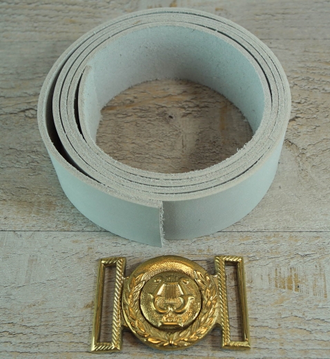 US Koppel mit 2 teiliger US Musiker Schliee, rohwei , Lnge auswhlbar, Material: Koppel Leder, Schliee Messing