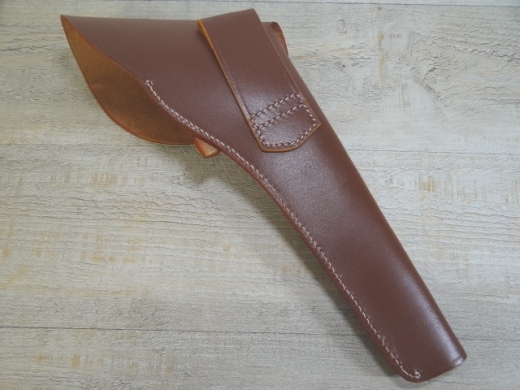 Holster linke Hand russet/braun, Material: Leder, Verschluknopf Messing