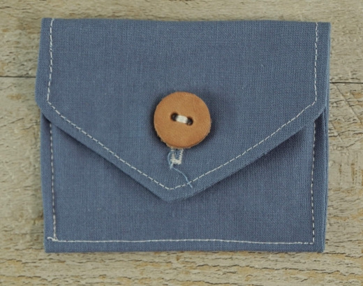 Tasche / Portemonnaie mittelblau, Mae: ca. 9,0 cm x 7,0 cm, Material: 100% Baumwolle