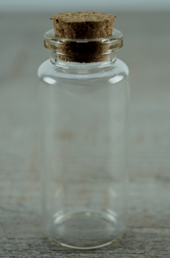Rundflasche, mini, ca. 30 ml mit Korken klar