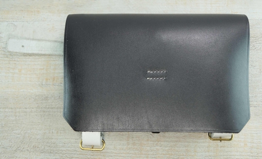 Napoleonische Patronentasche, schwarz, Material: Leder, Holz