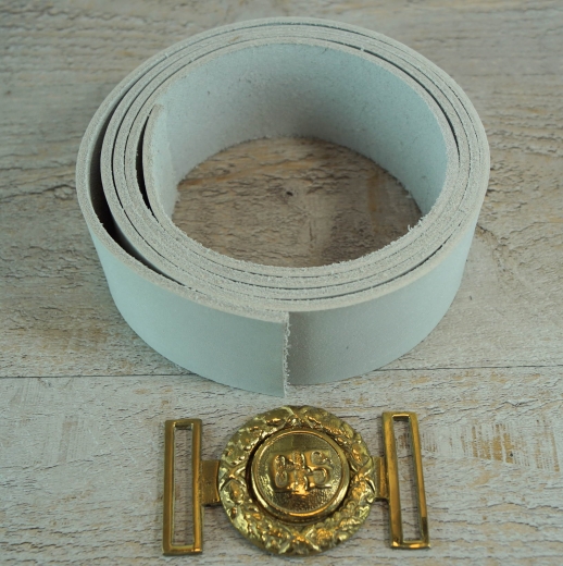 CS Koppel mit 2 teiliger CS Block Skript Schliee, off-white, Lnge auswhlbar, Material: Koppel Leder, Schliee Messing