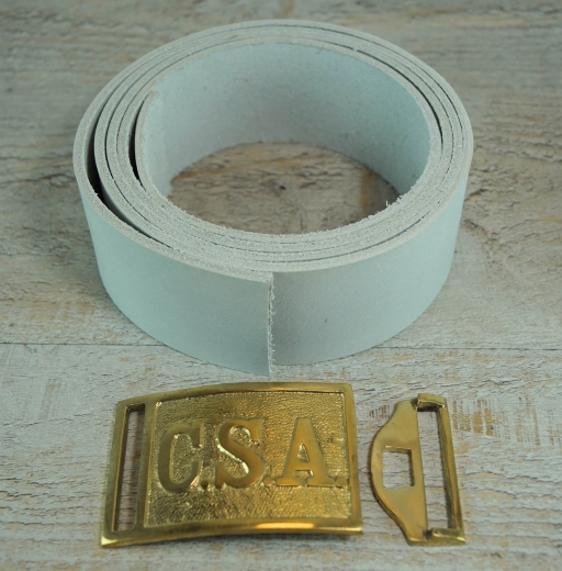 CS Koppel mit 2 teiliger CSA Schliee, off-white, Lnge auswhlbar, Material: Koppel Leder, Schliee Messing