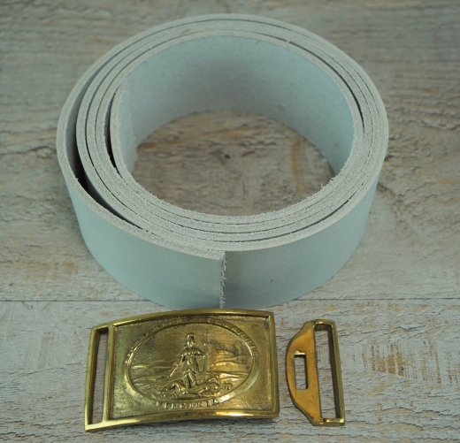 CS Koppel mit 2 teiliger Virginia Schliee, rechteckig, off-white, Lnge auswhlbar, Material: Koppel Leder, Schliee Messing