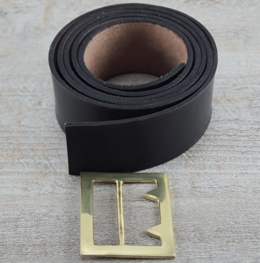 Koppel mit Georgia Frame Schliee, schwarz, Material: Koppel Leder, Schliee Messing