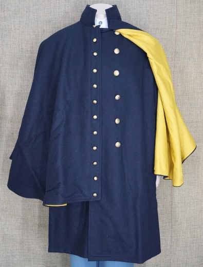 US Mantel dunkelblau Kavallerie 2 reihig mit gelber Pelerine, Material: Oberstoff reine Wolle, Futterstoff reine Baumwolle