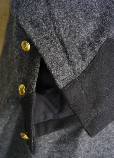 CS Frock Coat dunkelgrau, 2 reihig, schwarze Aufschlge, 14 CSA Knpfe, 100% Wolle, Futter 100% Baumwolle