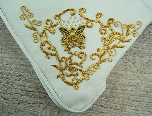 weie Herren Lederhandschuhe, mit Stulpe, mit aufgesticktem US Adler mit gekreuzten Kanonen, Material: 100% Leder