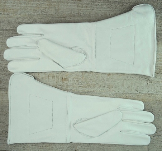 weie Herren Lederhandschuhe, mit Stulpe, mit aufgesticktem US Adler mit gekreuzten Kanonen, Material: 100% Leder