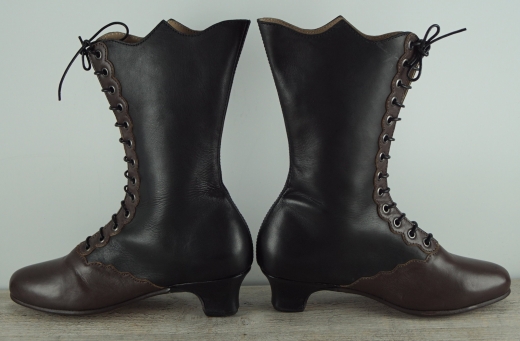 schwarz/braune Leder Stiefelette, hoher Absatz, Material: Oberleder, Futter, Sohle 100% Leder