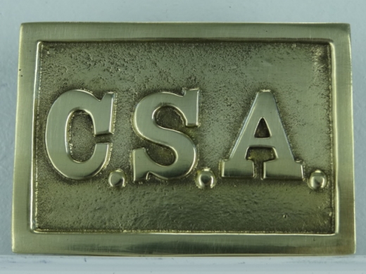 Schliee CSA, rechteckig, 3 feste Haken, ca. 6,5 cm x 4,5 cm, Material: Messing