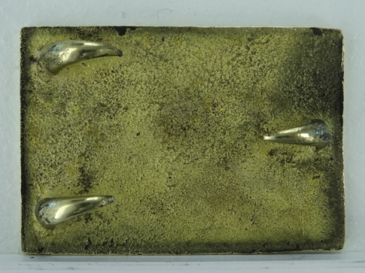 Schliee CSA, rechteckig, 3 feste Haken, ca. 6,5 cm x 4,5 cm, Material: Messing