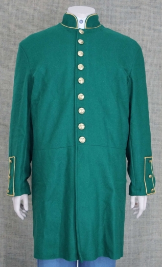 CS Frock Coat grn / gold, 1 reihig, 9 CSA Knpfe, CS Georgia Clinch Rifle, 100% Wolle, Futter 100% Baumwolle
