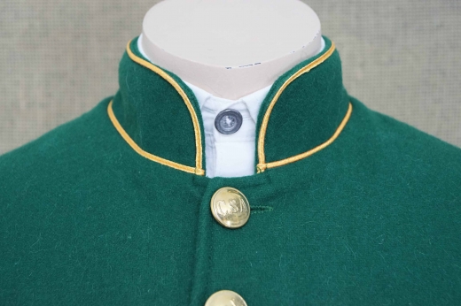 CS Frock Coat grn / gold, 1 reihig, 9 CSA Knpfe, CS Georgia Clinch Rifle, 100% Wolle, Futter 100% Baumwolle