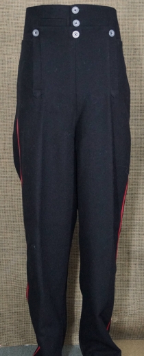 preuische napoleonische Woll Hose schwarz mit schmalen roten Streifen, 100% Wolle