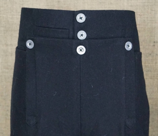 preuische napoleonische Woll Hose schwarz mit schmalen roten Streifen, 100% Wolle