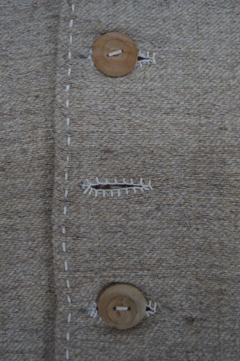 CS Frock Coat Jeanwool-Optik, natur / Waffenfarbe blau, 1 reihig, 9 Holzknpfe, 100% Baumwolle, Aufschlge 100% Wolle