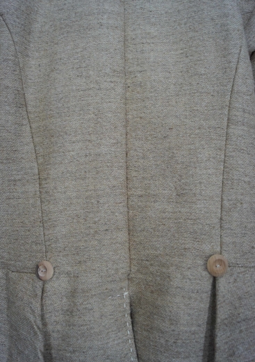 CS Frock Coat Jeanwool-Optik, natur / Waffenfarbe blau, 1 reihig, 9 Holzknpfe, 100% Baumwolle, Aufschlge 100% Wolle