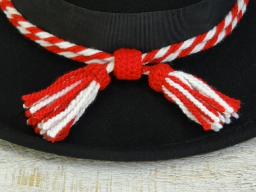 Hutkordel rot / wei, Indian Scout, 100% Wolle