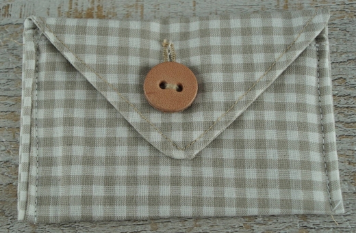 Tasche / Portemonnaie braun wei kariert, Mae: ca. 9,5 cm x 7,0 cm, Material: 100% Baumwolle