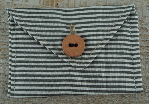 Tasche / Portemonnaie grau/wei gestreift, Mae: ca. 10,5 cm x 7,5 cm, Material: 100% Baumwolle