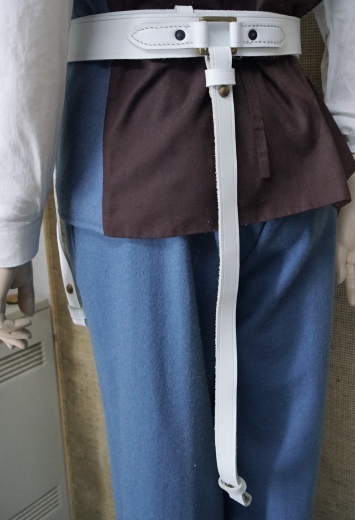 US Sbelkoppel, wei, wird angefertig, Lnge und Schliee whlbar, Material: Koppel Leder, Schliee Messing