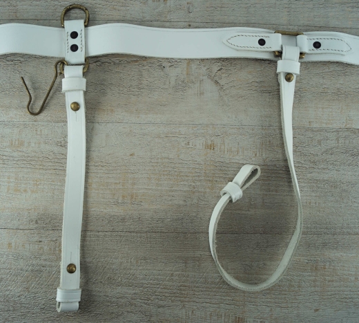 US Sbelkoppel, wei, wird angefertig, Lnge und Schliee whlbar, Material: Koppel Leder, Schliee Messing