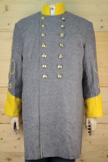 CS Frock Coat Captain hellgrau/gelb 2 reihig, 14 CSA Knpfe, 100% Wolle, Futter 100% Baumwolle