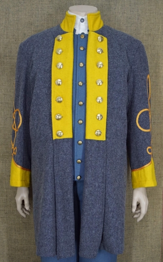 CS Frock Coat Captain hellgrau/gelb 2 reihig, 14 CSA Knpfe, 100% Wolle, Futter 100% Baumwolle
