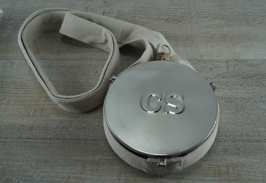CS Feldflasche, Drum Canteen, Stainless, ca. 0,95 Liter, Material: Verschlu Kork, Baumwollgurt, Flasche Edelstahl