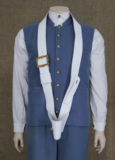 Bandolier fr Steinschlopistole, wei, Material Leder + Messing