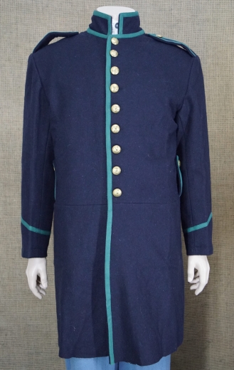 US Frock Coat dunkelblau / grnes Paspelband, 1 reihig, 9 US Adler Knpfe, 100% Wolle, Futter 100% Baumwolle